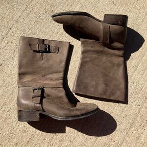 Vintage Brown Leather Moto Boots size 8